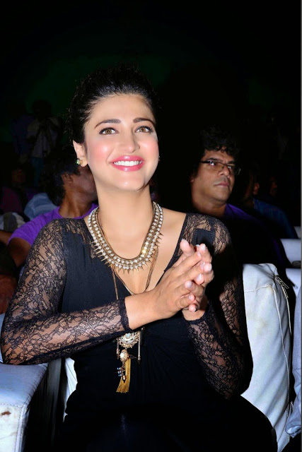 Shruthi Hassan In Black Dress At Movie Audio Release Event 39